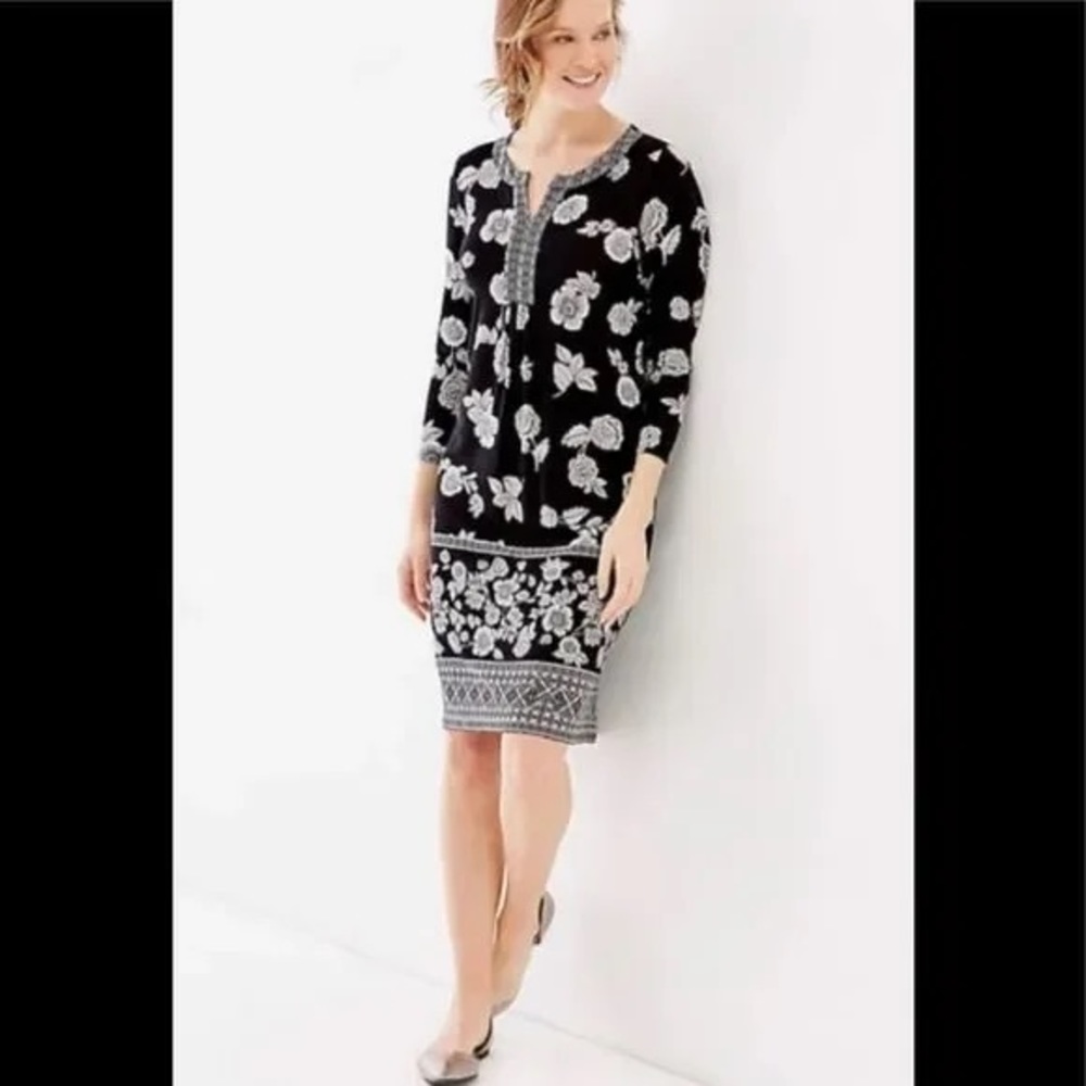 J.Jill black and white roses dress sz M